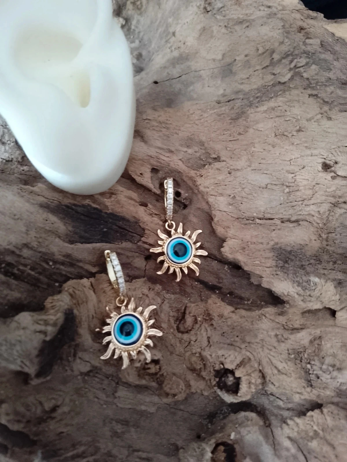 Gouden zonneoorbellen oog van de nazar talisman – photo 2